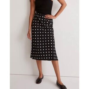 Madewell Layton black polka dot midi slip skirt 8
